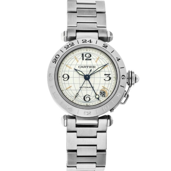AUTHENTIC Cartier Pasha C Automatic GMT 2377 Steel Watch - Picture 6 of 10